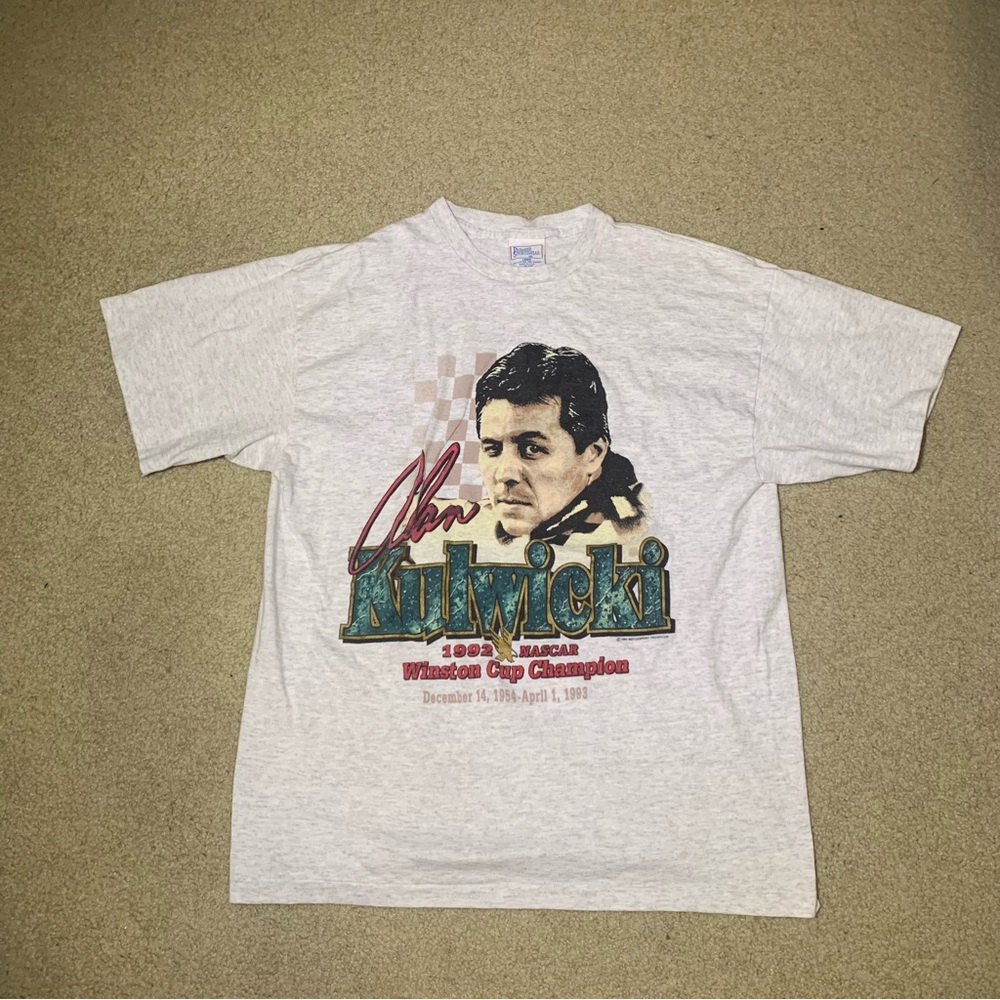 Vintage 1993 Alan Kulwicki NASCAR Winston Cup Champion Gray T-Shirt Men’s Large
